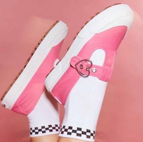 Vans Shoes - Vans Pink Mary Jane With Heart Buckle